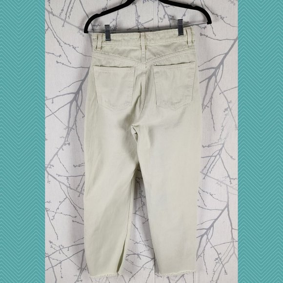 Zara Ivory Off White High Rise Straight Leg Crop Jeans - Picture 2 of 7